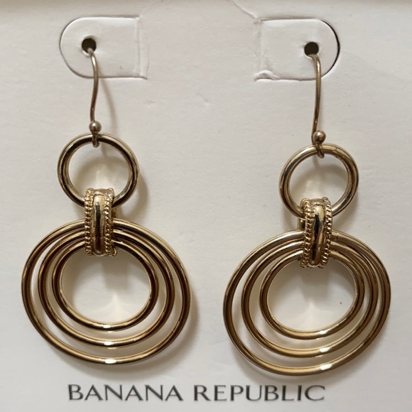 Banana Republic Triple Hoop Gold Earrings - Picture 3 of 3